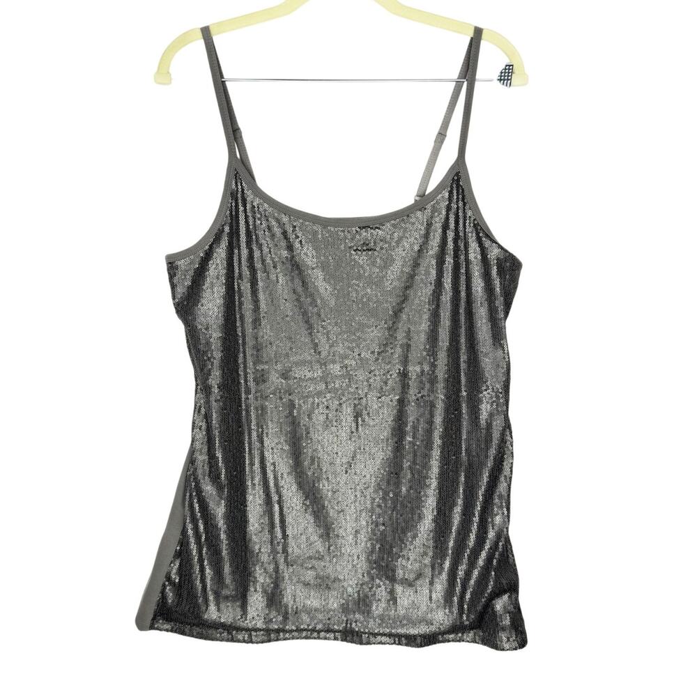 New Torrid Silver Sequin Shiny Front Spaghetti Strap Cotton Camisole Top‎ 2X